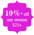 10% off any session $25+